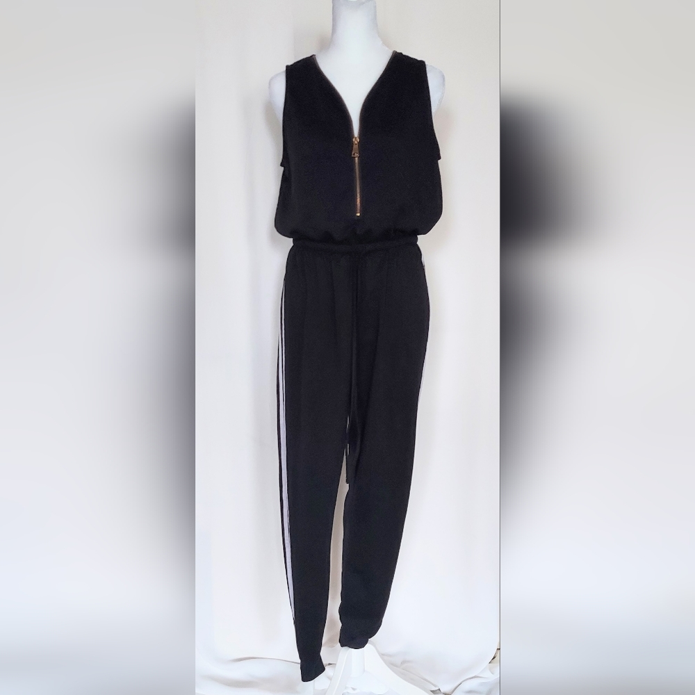 J for Justify Sleeveless V Neck Pants Jumpsuit Black White Size Small